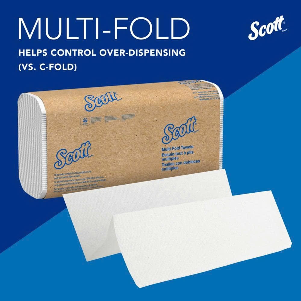 Scott Essential Recycled Multifold Paper Towels, 1-ply, 250 SheetsPack, 16 Packs