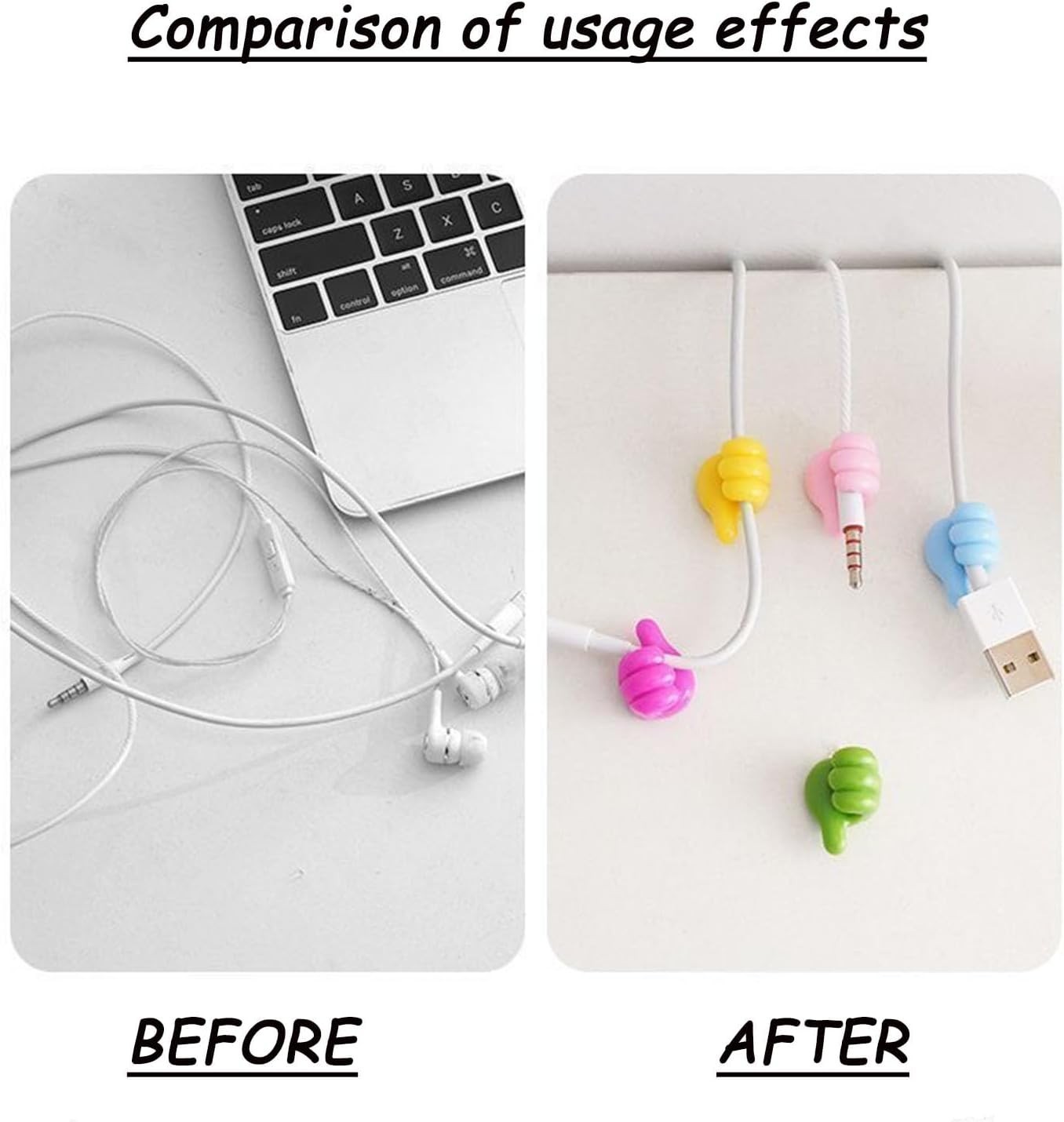 36-Pack Fun Self-Adhesive Silicone Thumb Wall Hooks and Cable Organizers