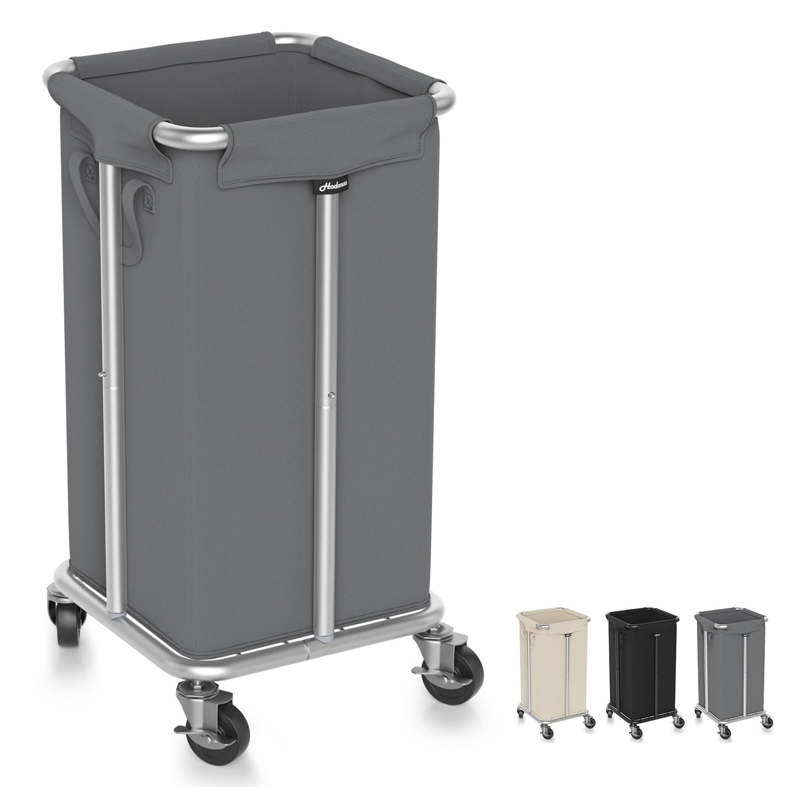 Rolling Laundry Hamper Wheels Removable Washable Liner Steel Frame 115L Gray