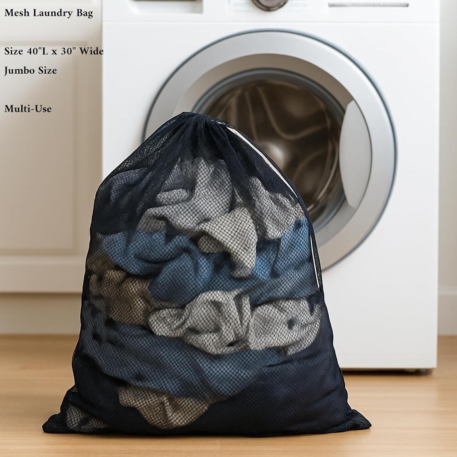 Extra Large Mesh Laundry Bag 40″x30″ Drawstring Washable Storage Sack