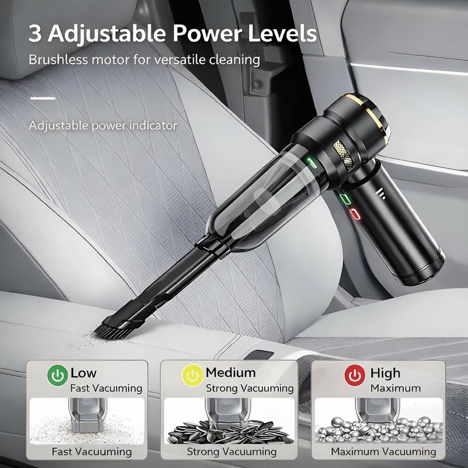Cordless Handheld Vacuum Cleaner w/ Blower Strong Real Suction for Car and Home