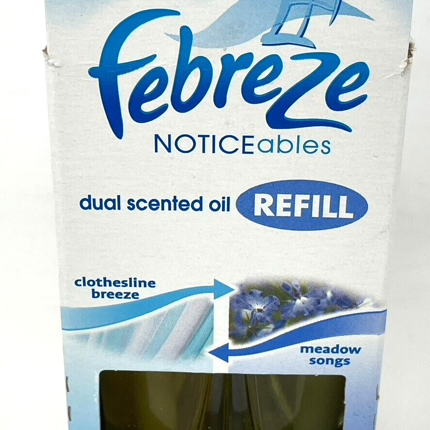 Febreze NOTICEables Scented Oil Refill Clothesline Breeze & Meadow Songs NEW