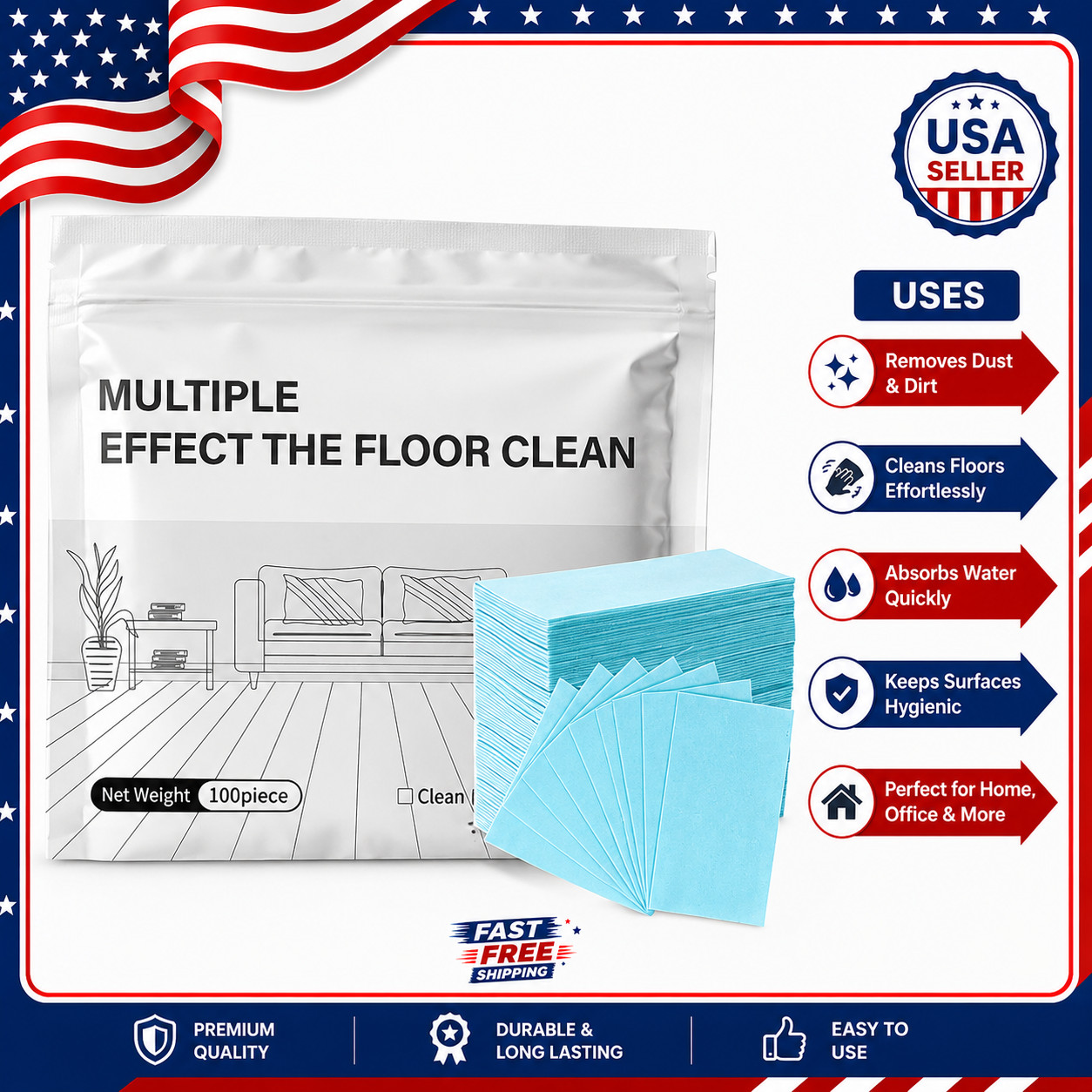 100pcs Multi-Surface Floor Cleaning Sheets Multiple Effect Floor Cleaner Wipes