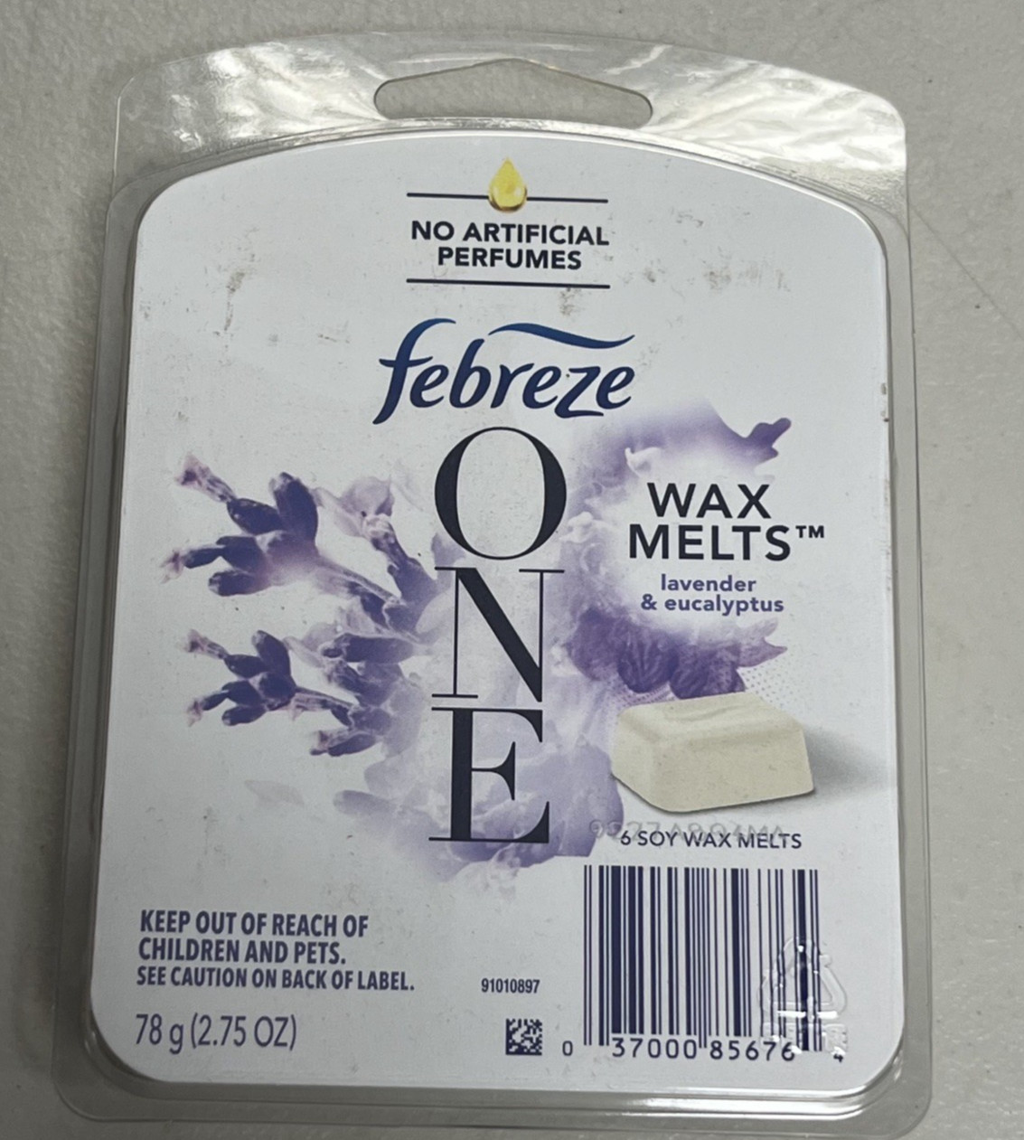 2pk Febreze One 2.75 Oz Lavender & Eucalyptus No Artificial Perfumes 6 Wax Melts