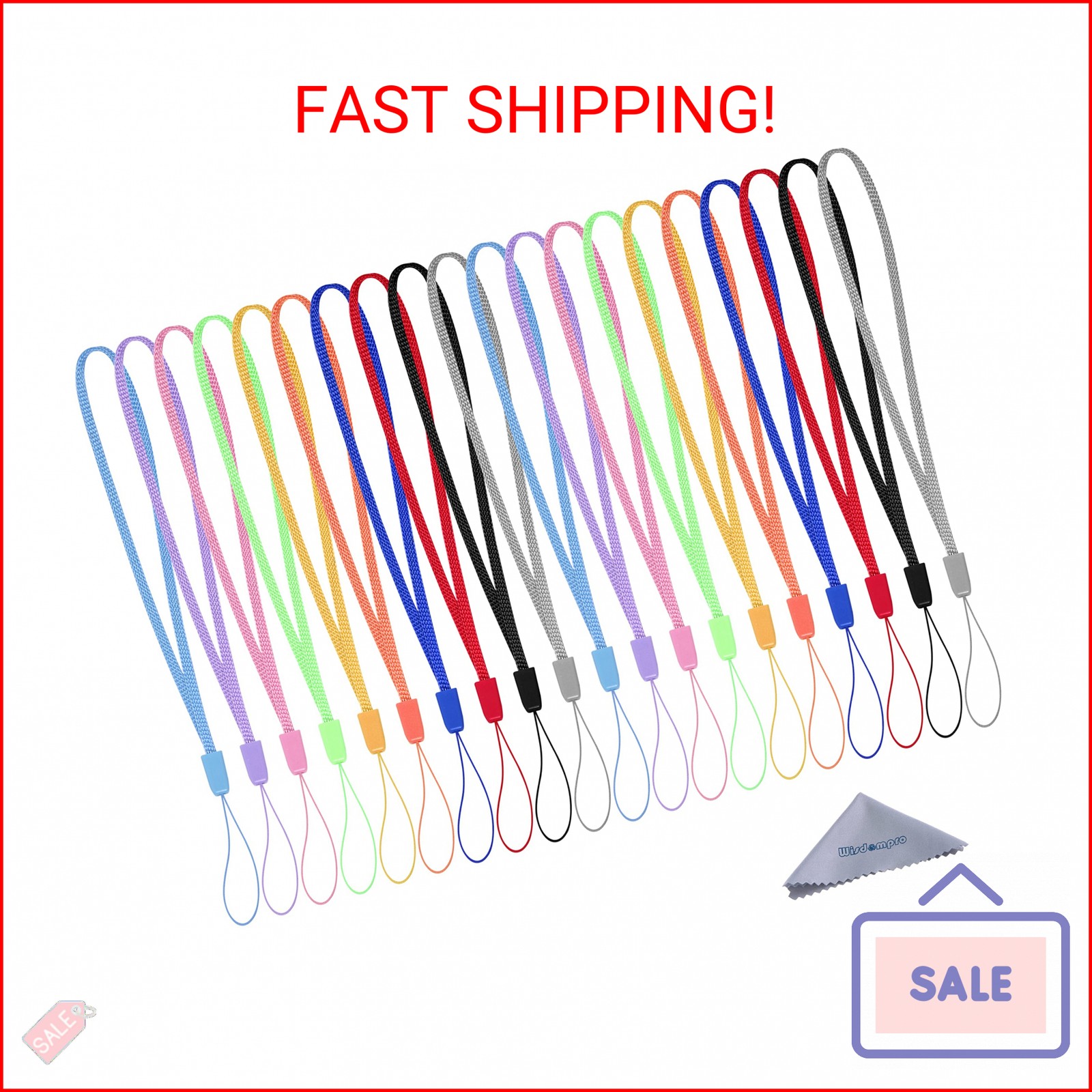 Wisdompro 20 Pack 7 Inch Short Hand Wrist Strap Lanyard – Assorted Colors