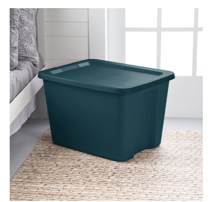 2 Pack 18 Gallon Storage Bin Plastic Container w Lid Teal Stackable Tote