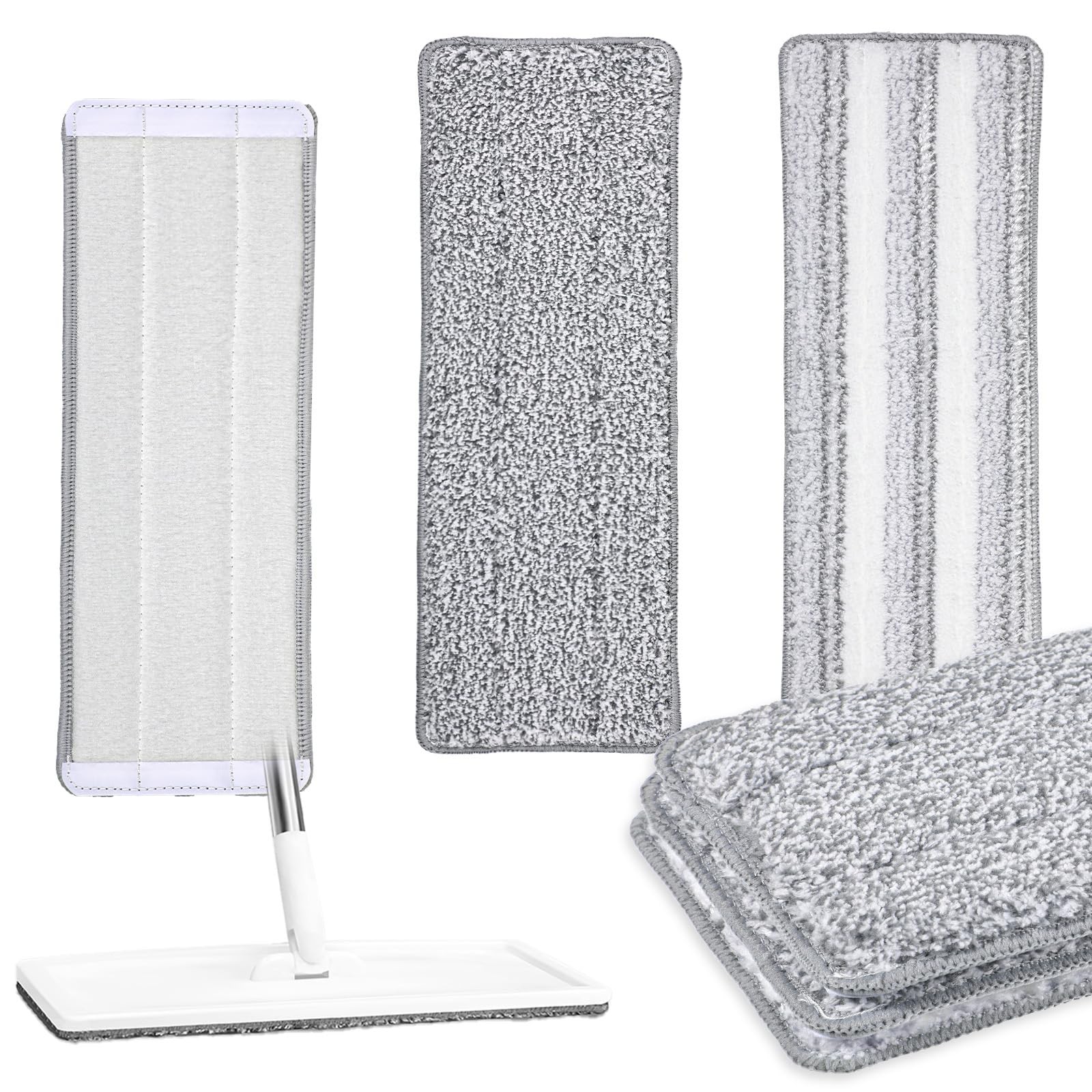 3 Pack Flat Mop Pad, 13″ X 4.7″ Microfiber Reusable Mop Pads Washable Mopping…