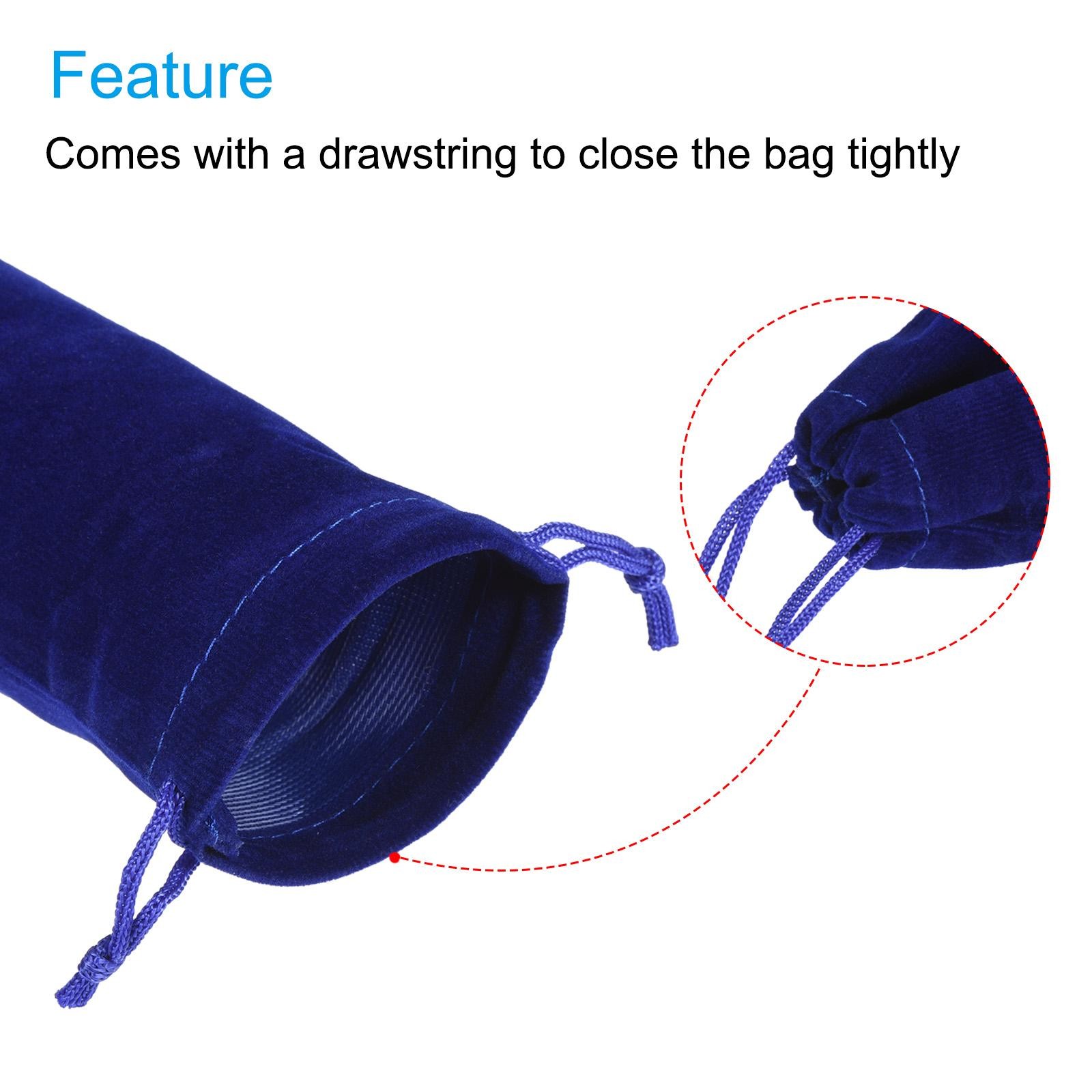 5Pcs 14x10cm Microfiber Pouch Soft Storage Drawstring Gift Bag Dark Blue
