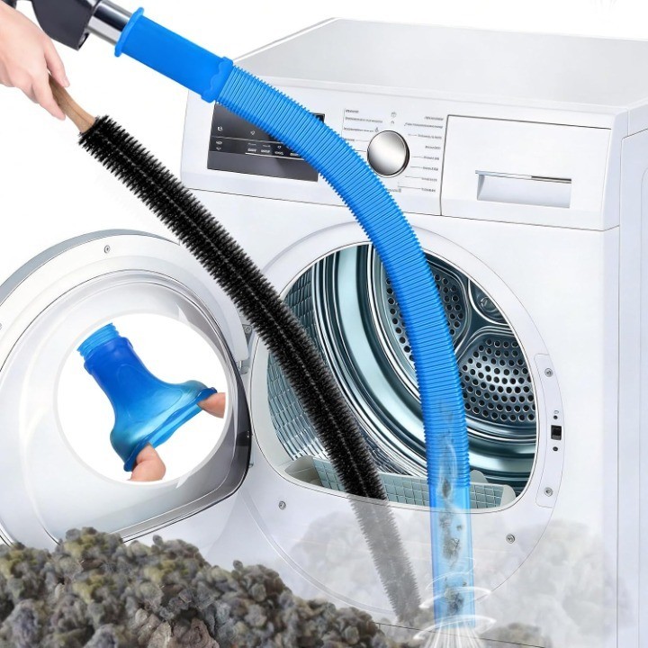 2-Piece Dryer Vent Lint Remover Vacuum Hose Attachment Cleaner Kit with Brush