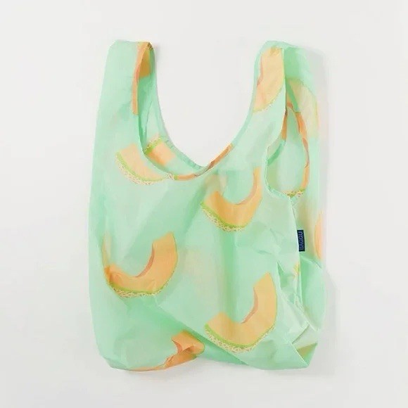 BAGGU Standard Reusable Shopping Bag Cantaloupe Slice 100% Nylon Holds 30lbs