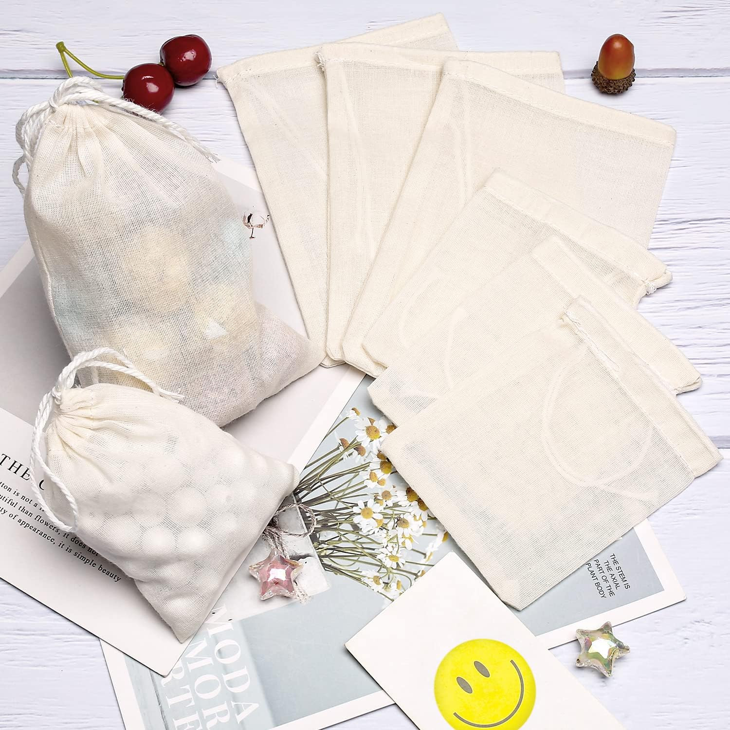 Cotton Bags Muslin Bags Sachet Bag for Home Supplies (4X6 Inch 10 Pack)