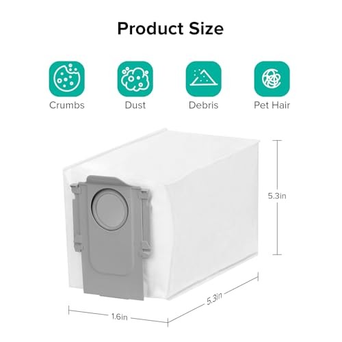 roborock 6 Packs Disposable Dust Bags for QrevoEdge2, QrevoSPro, 1-Dust Bag