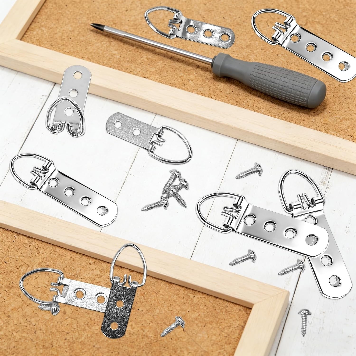 Durable 20 Pcs D Ring Picture Hangers with Screws – Stainless Steel Hanging Kit