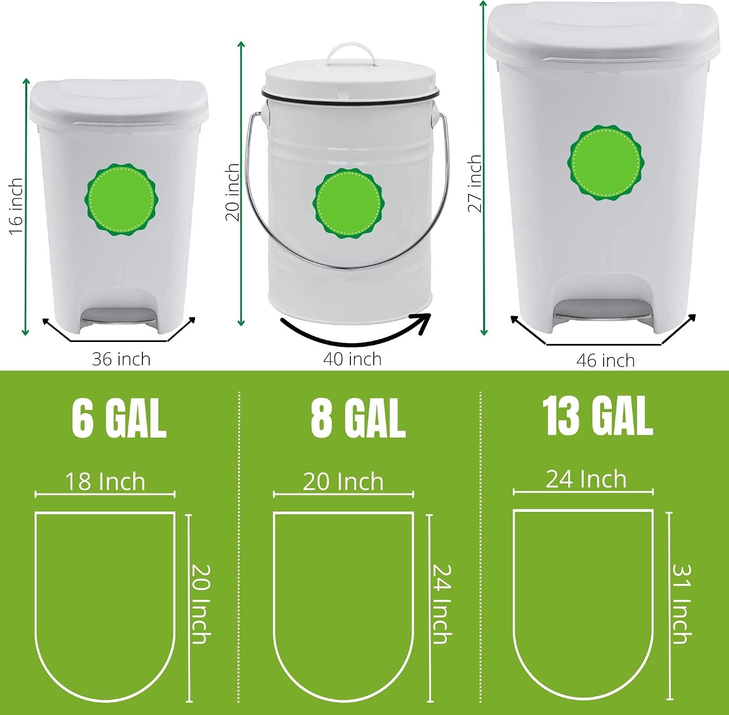 1.75-gallon 6.6L Compostable Extra-Thick Countertop Waste Bin Bags Unscented