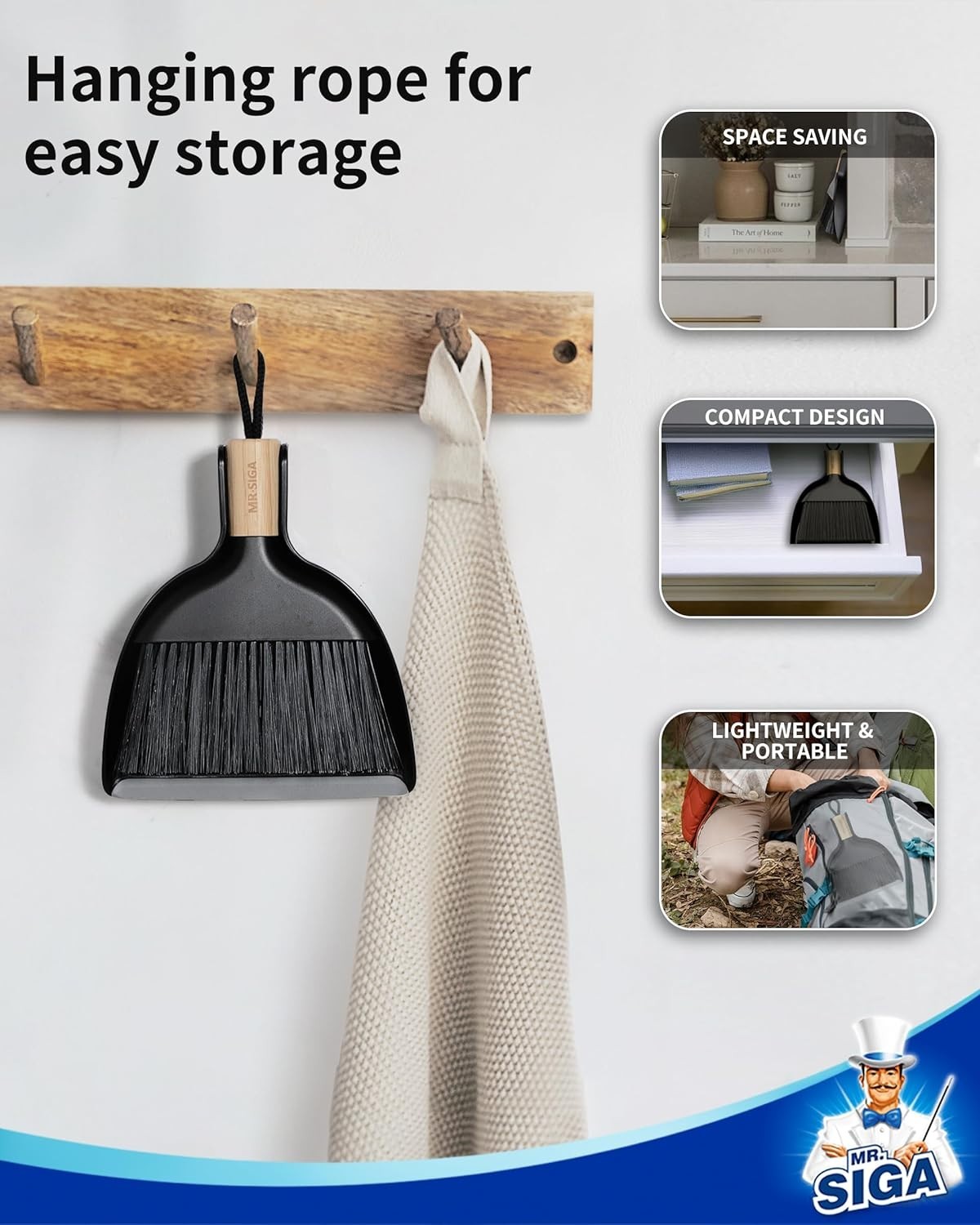 Eco-Friendly Mini Dustpan and Brush Set with Bamboo Handle – Perfect for Quic…