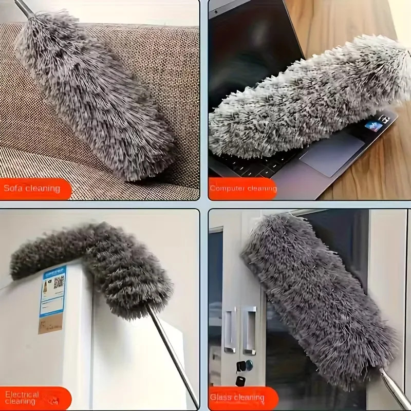 Duster with Extension Rod, Retractable Dust Brush, Microfiber Dust Brush, Reusab