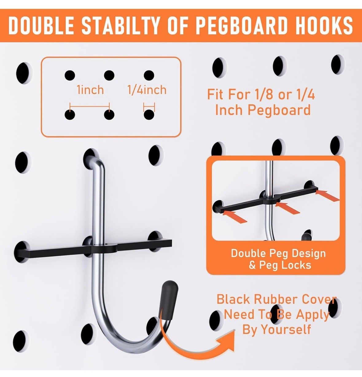 Incly 330 Pcs Upgraded Pegboard Accessories Organizer Kit, 1/8” And 1/4” Board