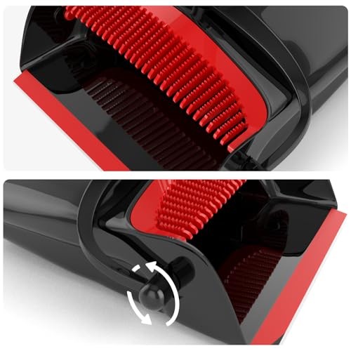 Broom with Dustpan Combo Set 54″ Long Handle Adjustable Length Black and Red