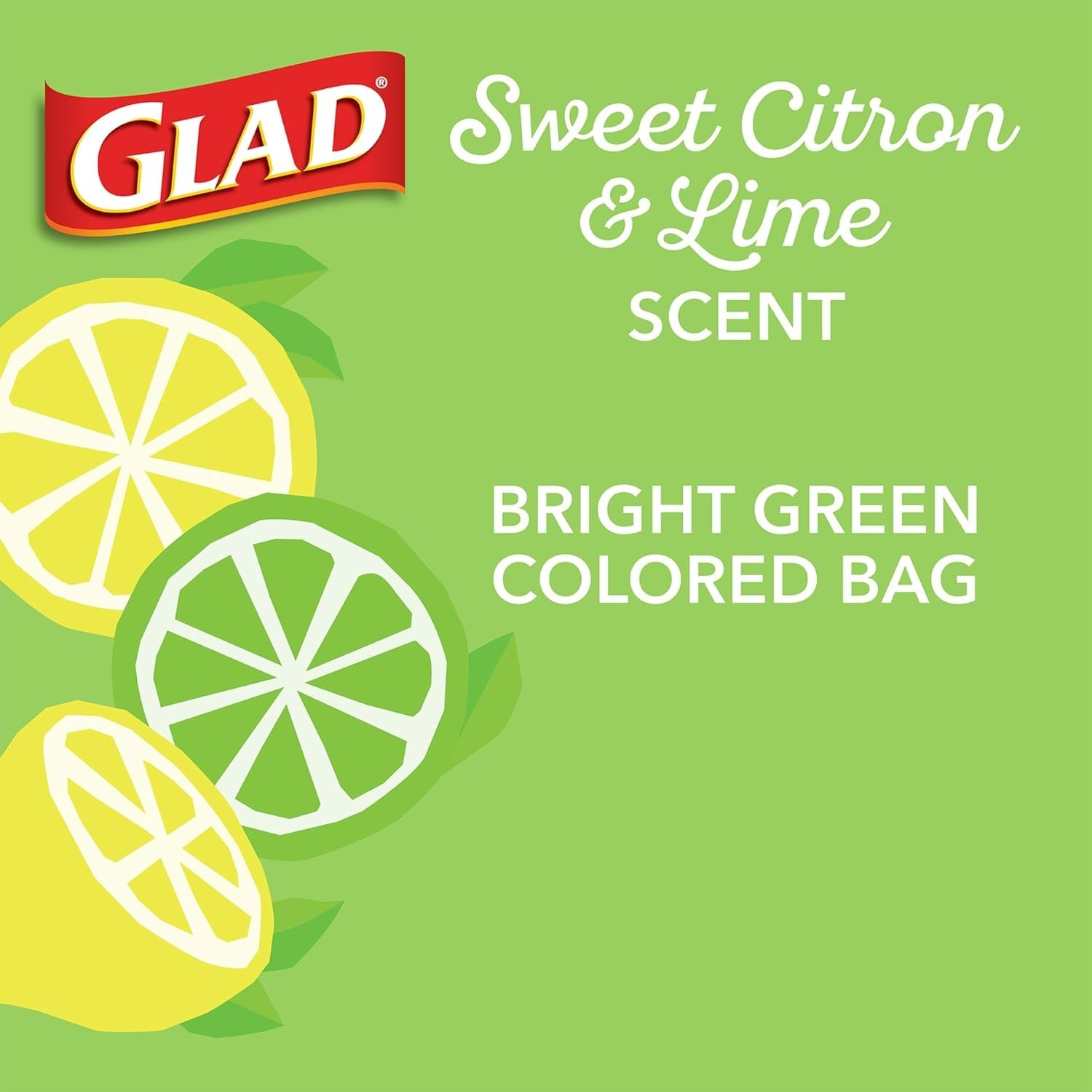 Glad 4 Gallon Drawstring Trash Bags Sweet Citron Lime | 34 or 80 Ct
