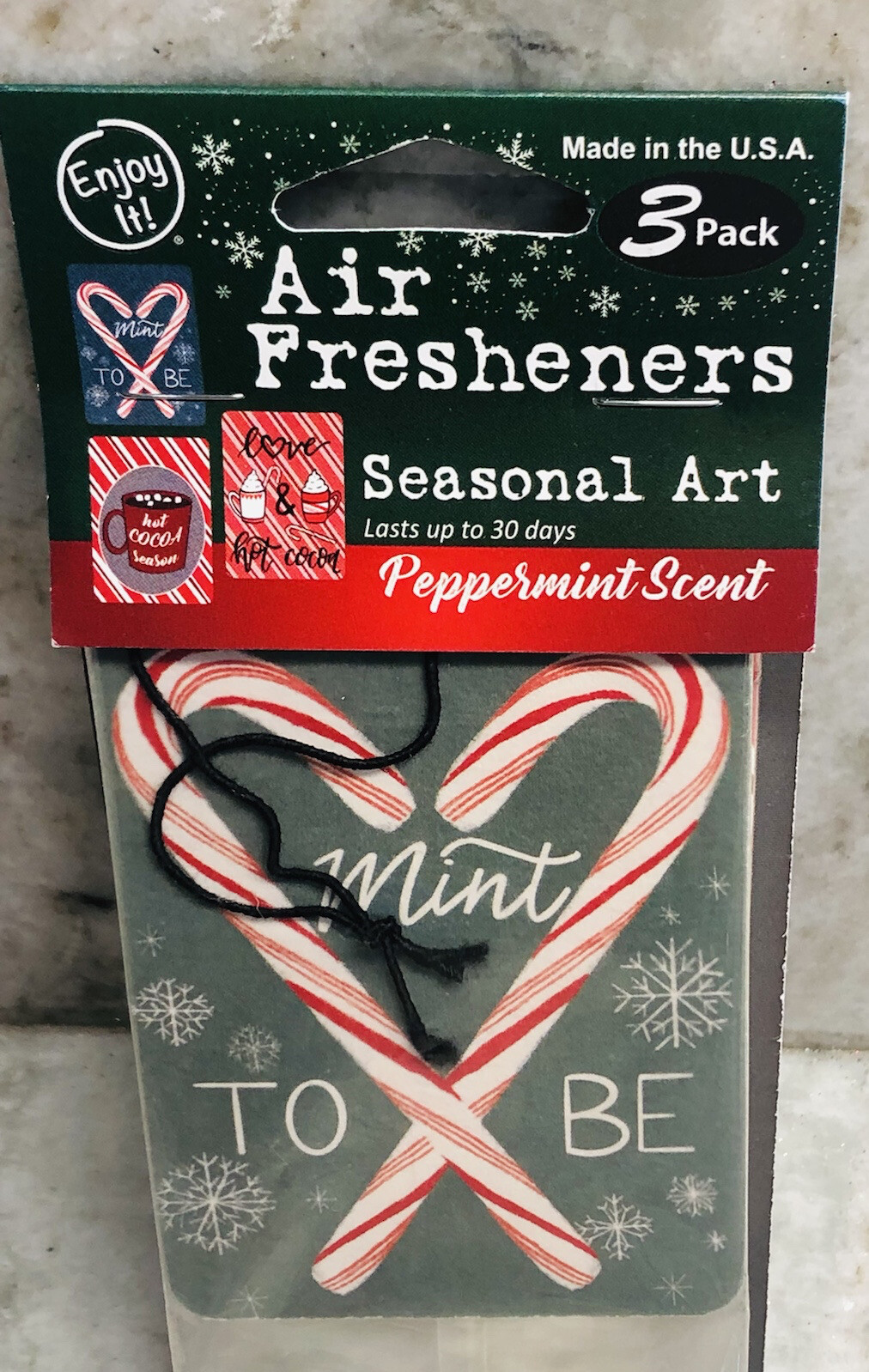 Ship N 24 Hours. Seasonal Art Collection Air Freshener Peppermint Scent: 3 Pack.