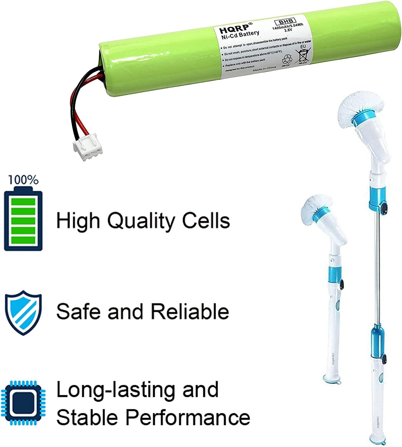 Replacement Rechargeable Battery for Hurricane Spin Scrubber Brush Cleaner Mop