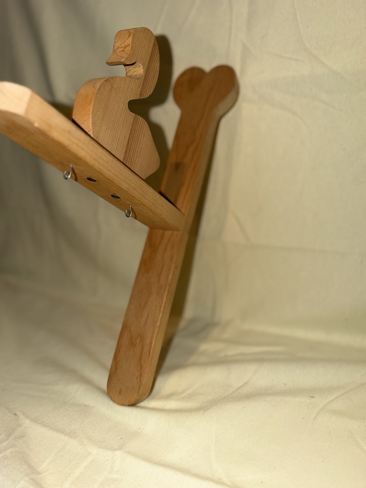 Charming cottagecore wooden duck wall hanger with hooks for keys or dried herbs