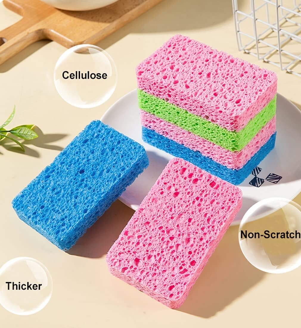 12-Count Kitchen Sponges Compressed Cellulose Sponges Non-Scratch-Free Shipping