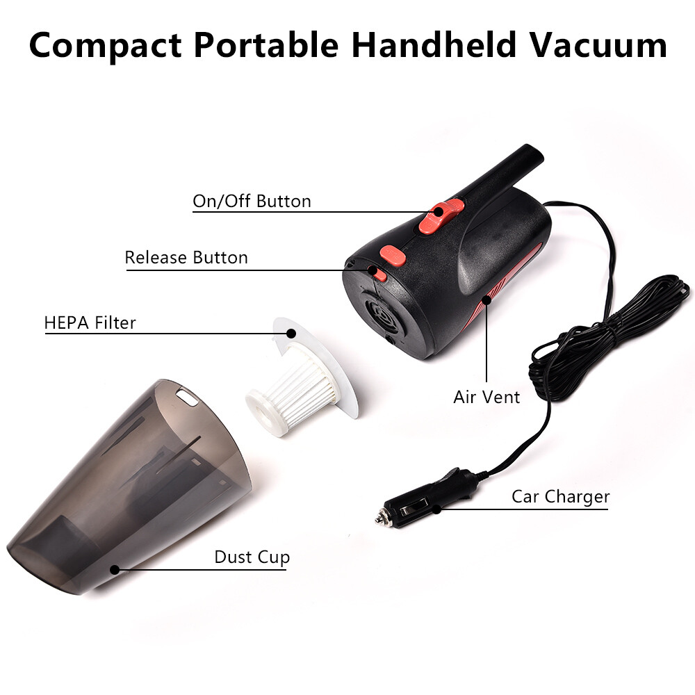 Powerful Car Handheld Vacuum Cleaner, Portable Wet & Dry Strong Suction Cleaner