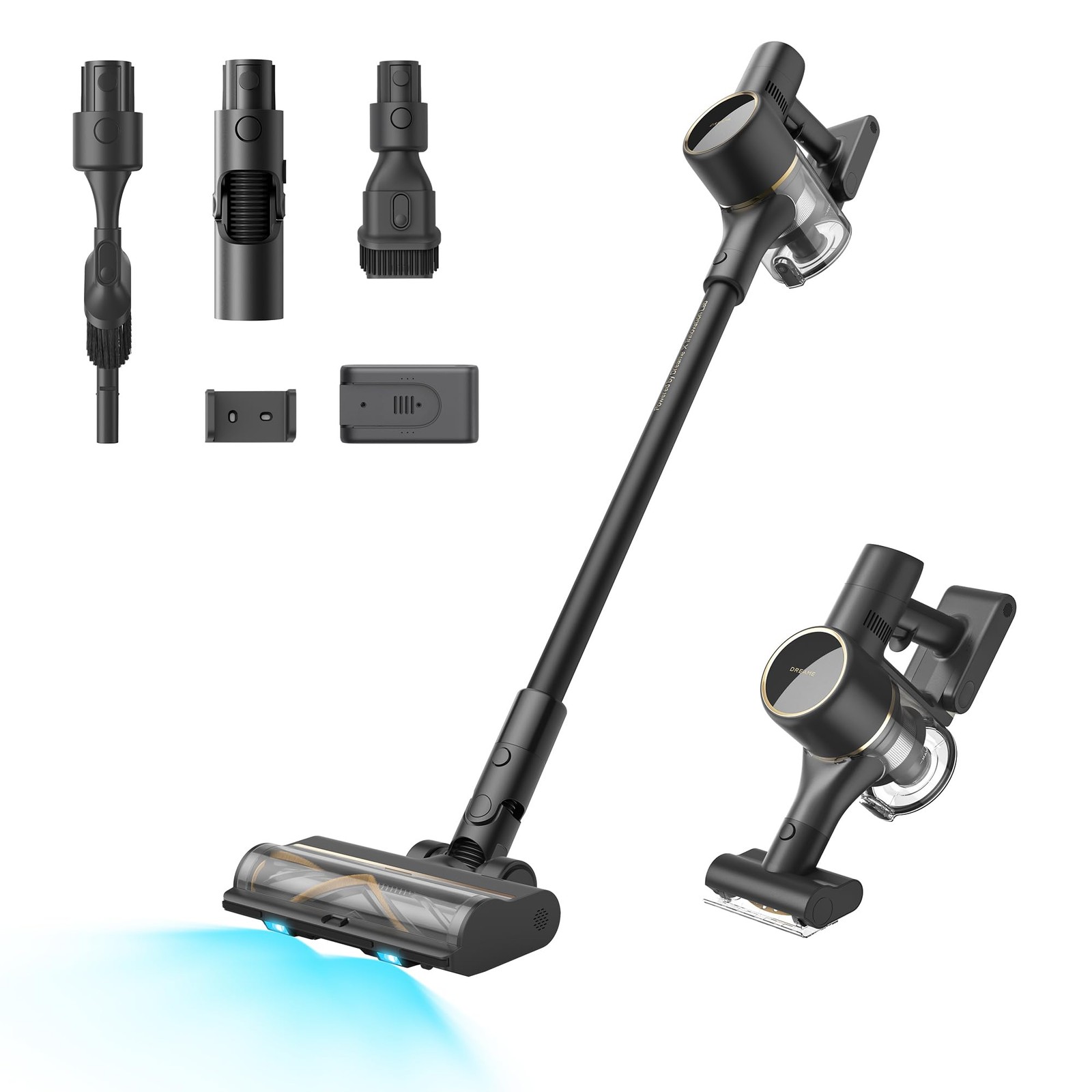 DREAME CORDLESS STICK VACUUM R20 PURE, 150AW POWERFUL SUCTION – BLACK/GOLD