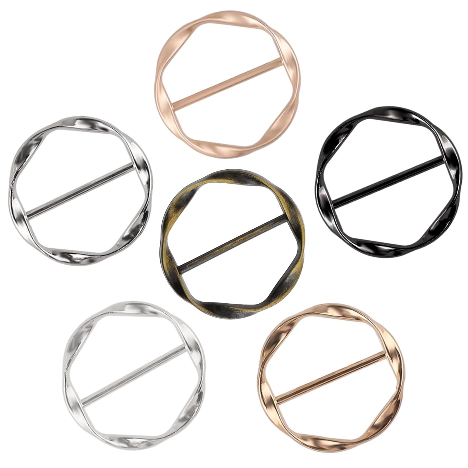 6Pcs Scarf Clip, TShirt Tie Clips Scarf Buckle Rings for Women Girls Adjustab…