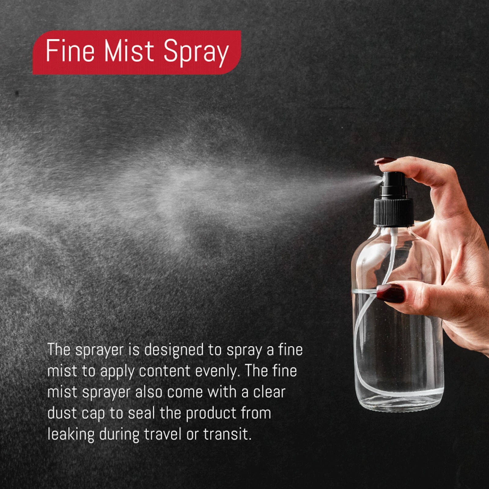 DMSOSTORE Glass Spray Bottle Set, 8 oz, BPA-Free Fine Mist Sprayer, 2-Pack