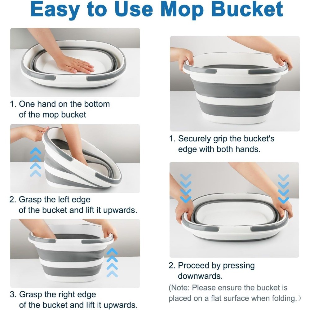 Collapsible Mop Bucket with Handle for Cleaning, 16L(4.2 Gallon) Silicone Square