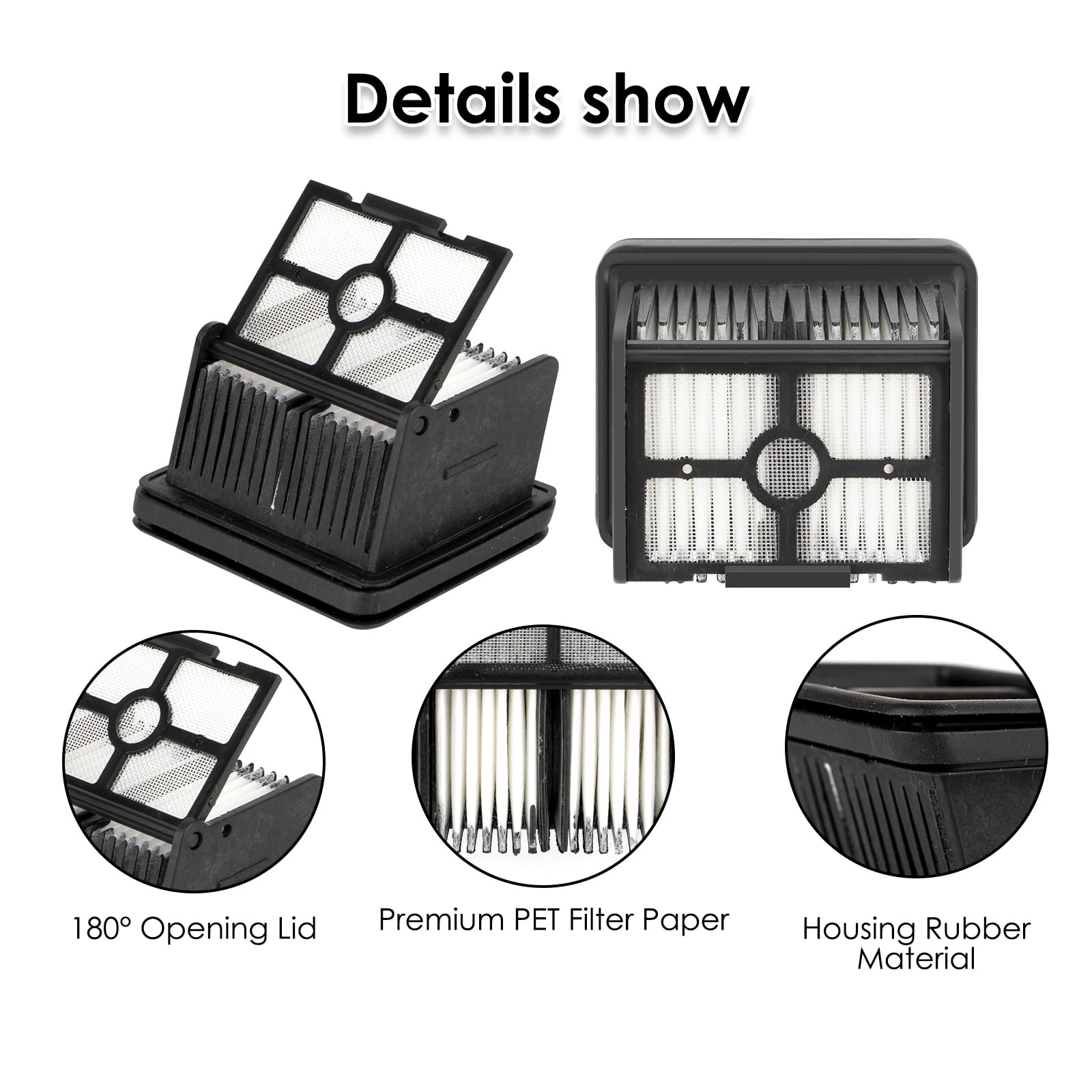 (5 Pieces) HEPA Filters Compatible for Dreame H12 Pro/ H13 Pro/ H12 DUAL/ M12…