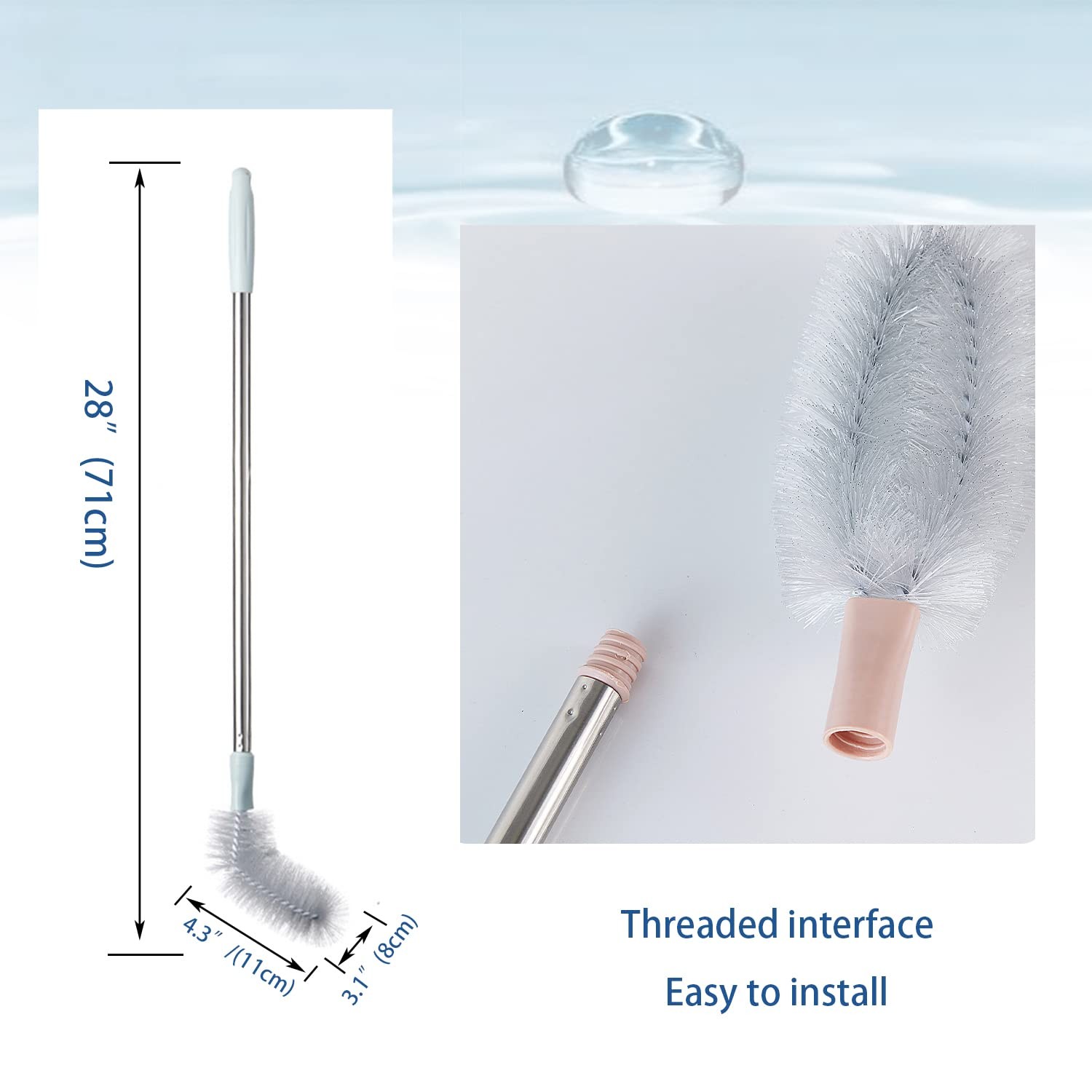 2Pack 28 Long Bottle Brush 3 5 Gallon Bottle Cleaner Brush Nylon Bristles and S