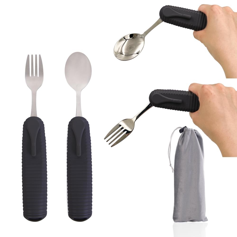 Forzaddik Adaptive Utensils Spoons Forks Set,Open Handle Design No Color