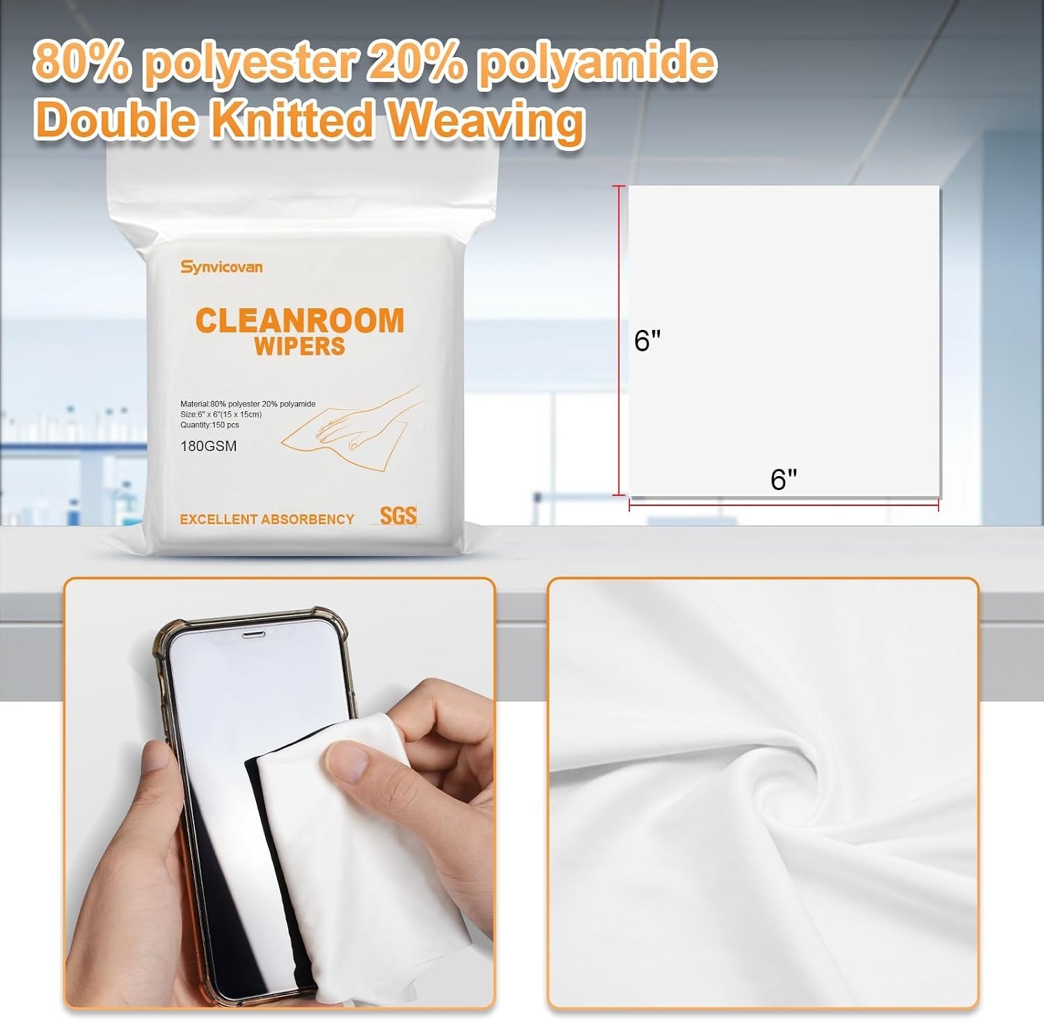 Microfiber cloths 6″x6″100 Pcs,180GSM | Superfine Lint Free Cloths,Cleaning a…
