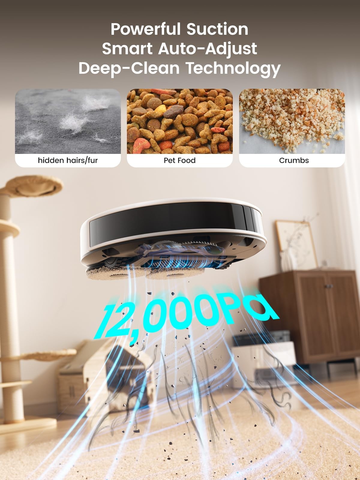 LiDAR Robot Vacuum and Mop, 12000Pa Suction, 90-Day Self-Emptying, Obstacle A…