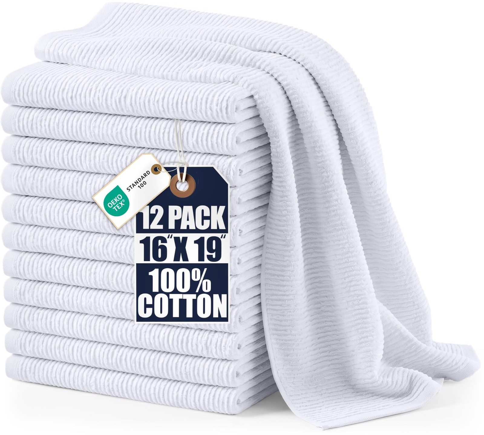 Kitchen Bar Mops 16 x 19 Inches, 100% Cotton Super Absorbent Ribbed Bar Towel…