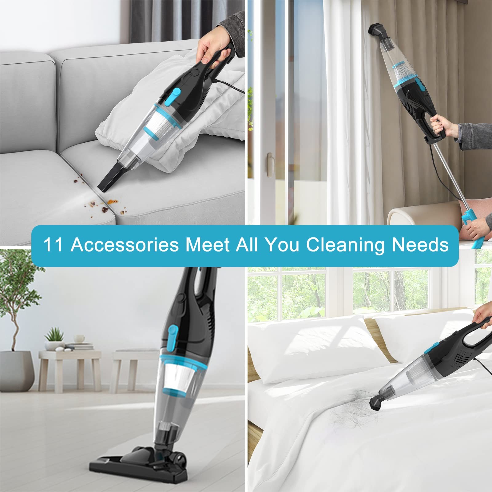 Intercleaner Corded Vacuum Cleaner, 15KPa Powerful Suction with 400W Motor, 12