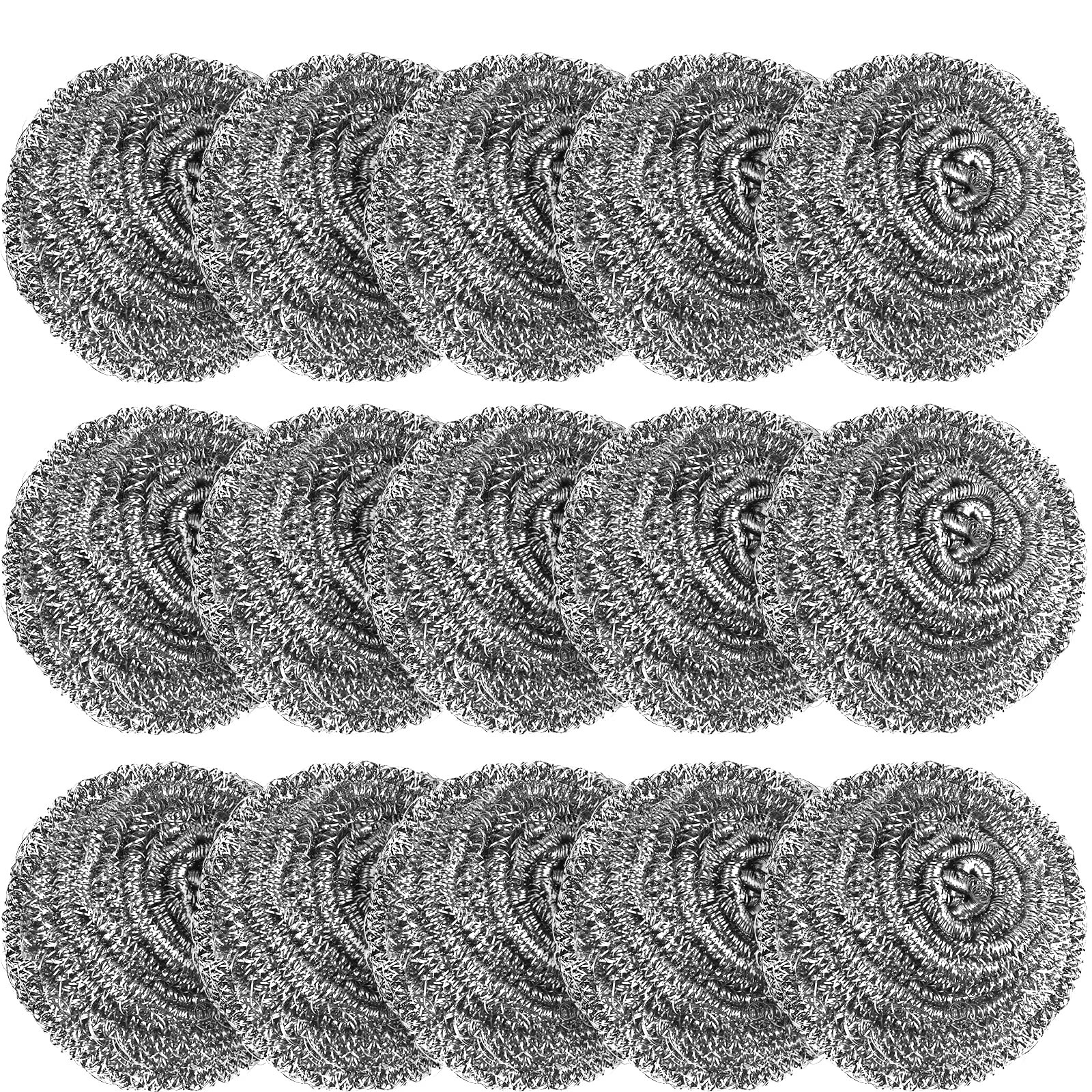 15 Pack Steel Wool Scrubber, Metal Kitchen Scrubbing Sponges, Dishwashing Sco…