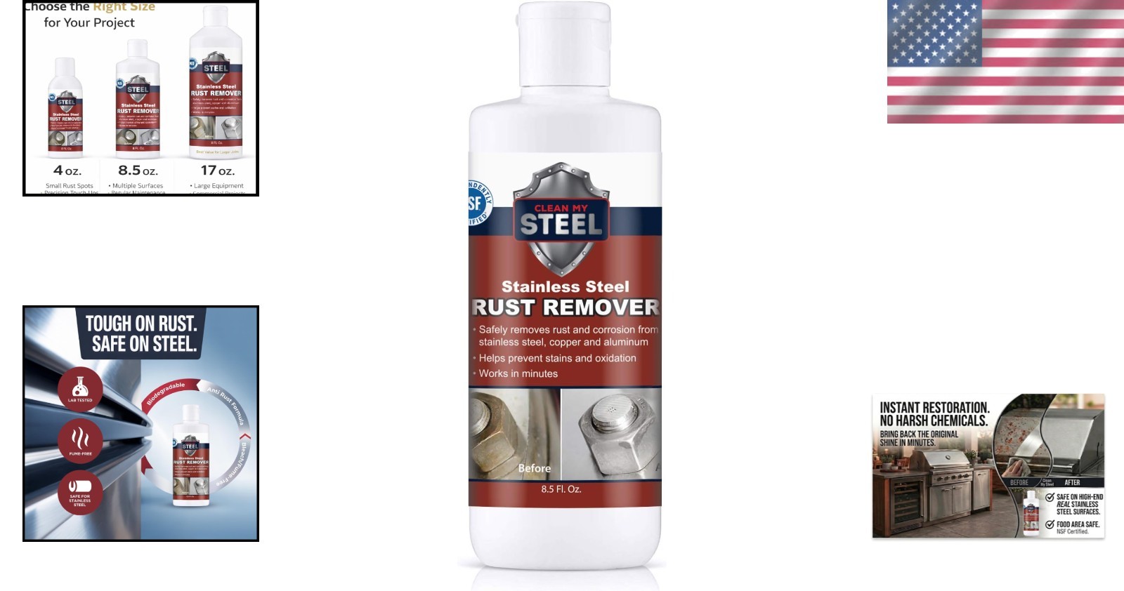 NSF Certified 8.5 oz Stainless Steel Rust Remover Cream – No Scrubbing Needed