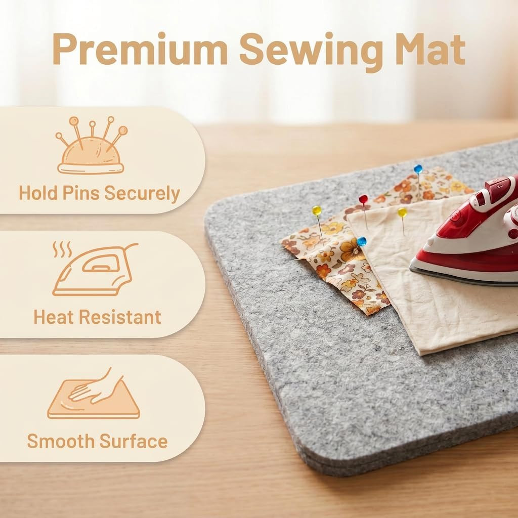 17.8″x 13.8″ Wool Pressing Mat | 0.5 Inch Thick Ironing Board for Quilter, Se…