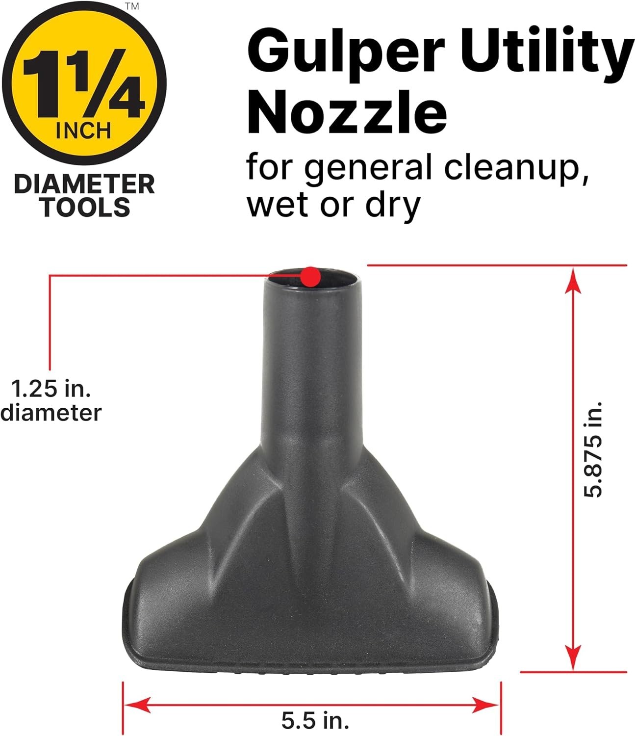 Effortless Cleaning: 1.25-Inch Kit with Brush, Crevice Tool & Gulper Nozzle