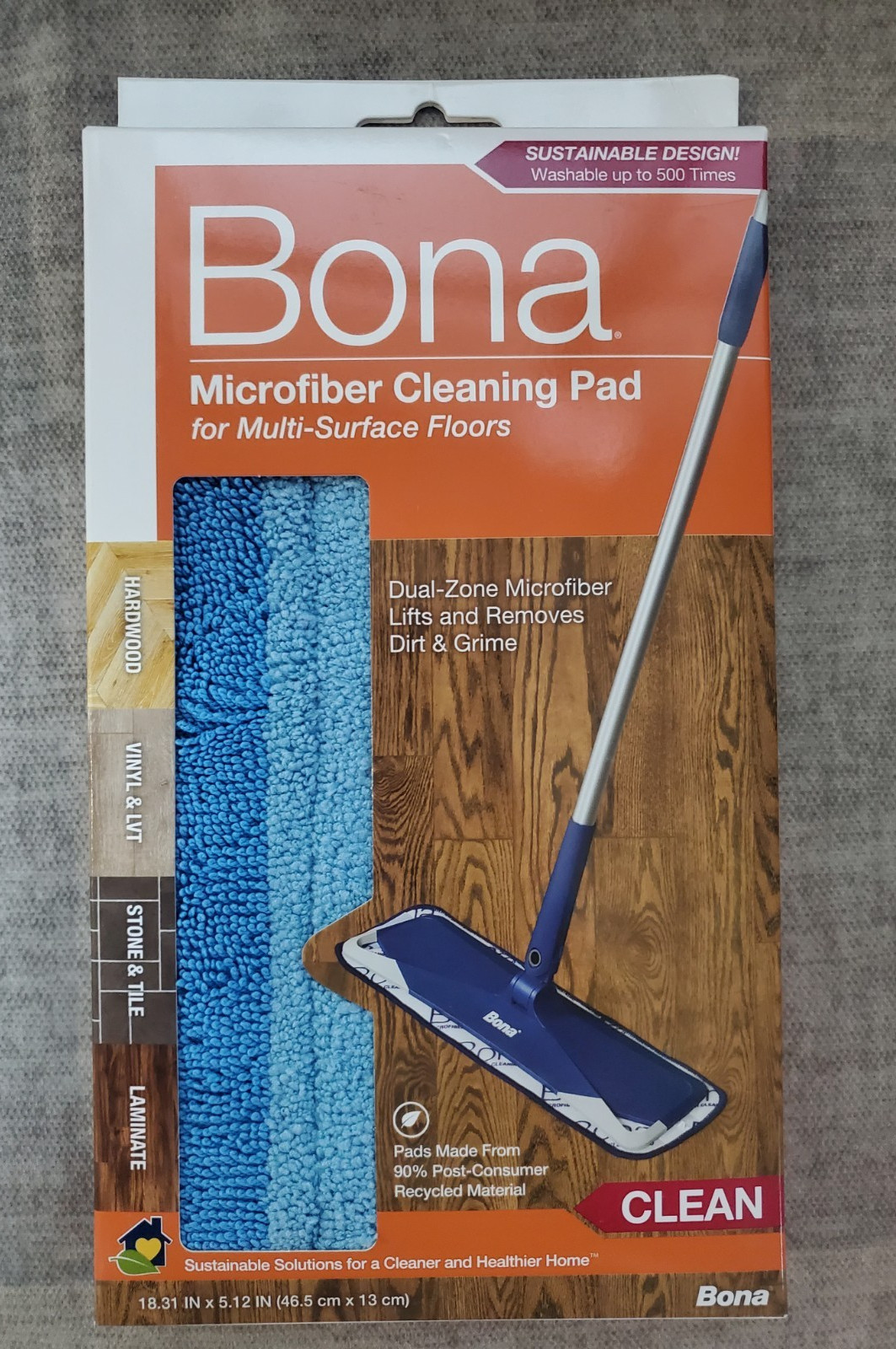 BONA (1-Pack) Mop Microfiber Deep Cleaning Pad for Hardwood, Hard Surface Floors