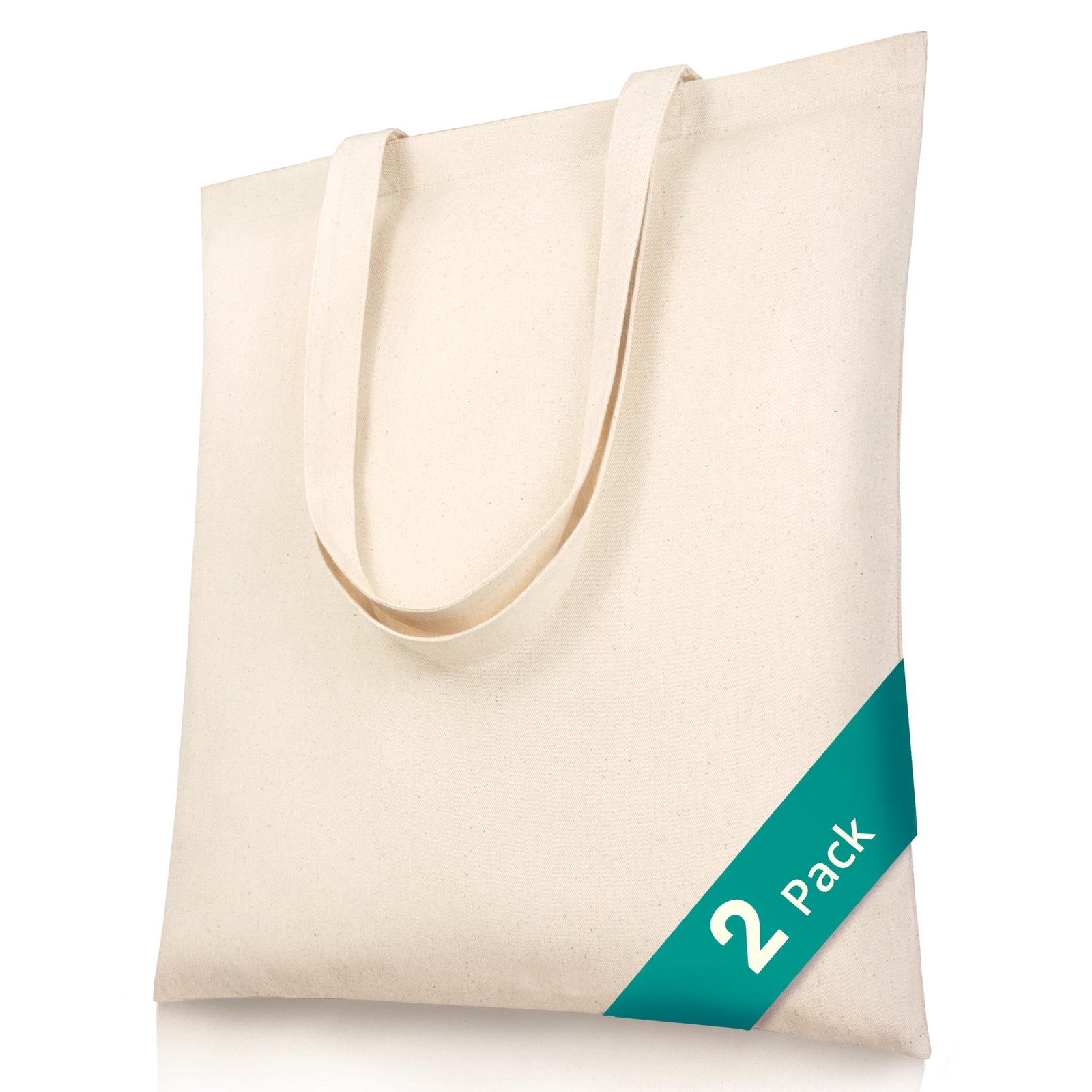 Phicorn Canvas Tote Bags, 2-Pack (15 x 16 in) – 100% Cotton Blank Reusable Gr…