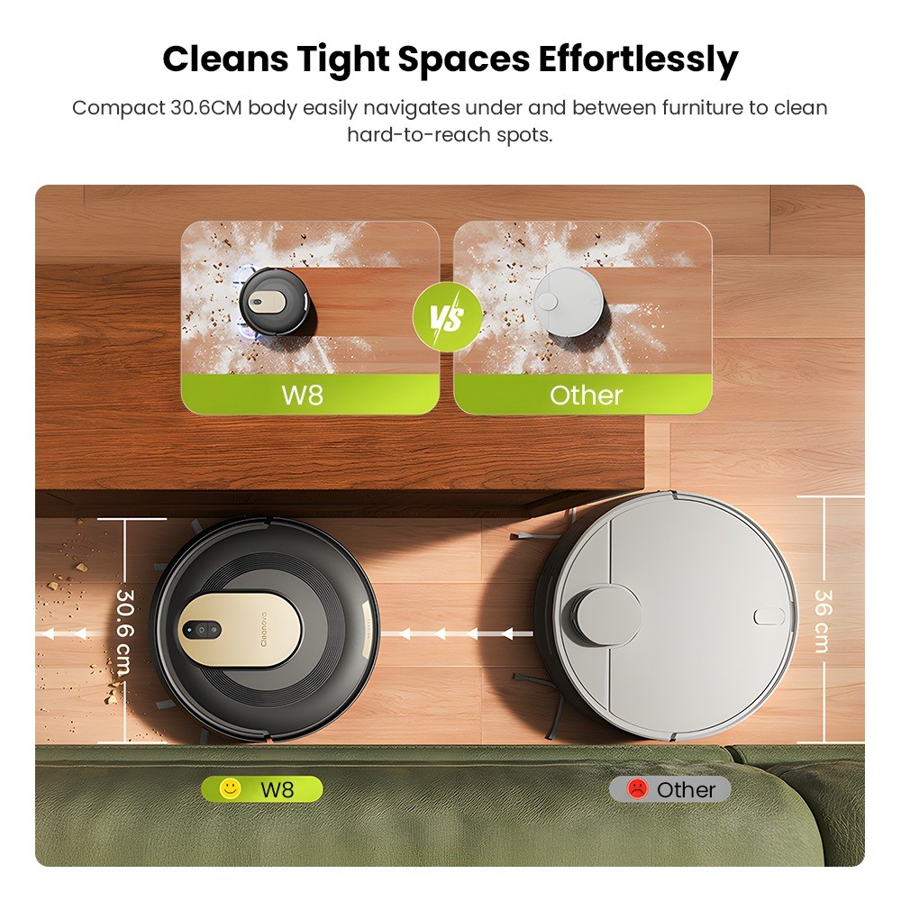 Vactidy W8 Robot Vacuum and Mop 5000Pa Suction,150-Min Runtime,App/Voice Control
