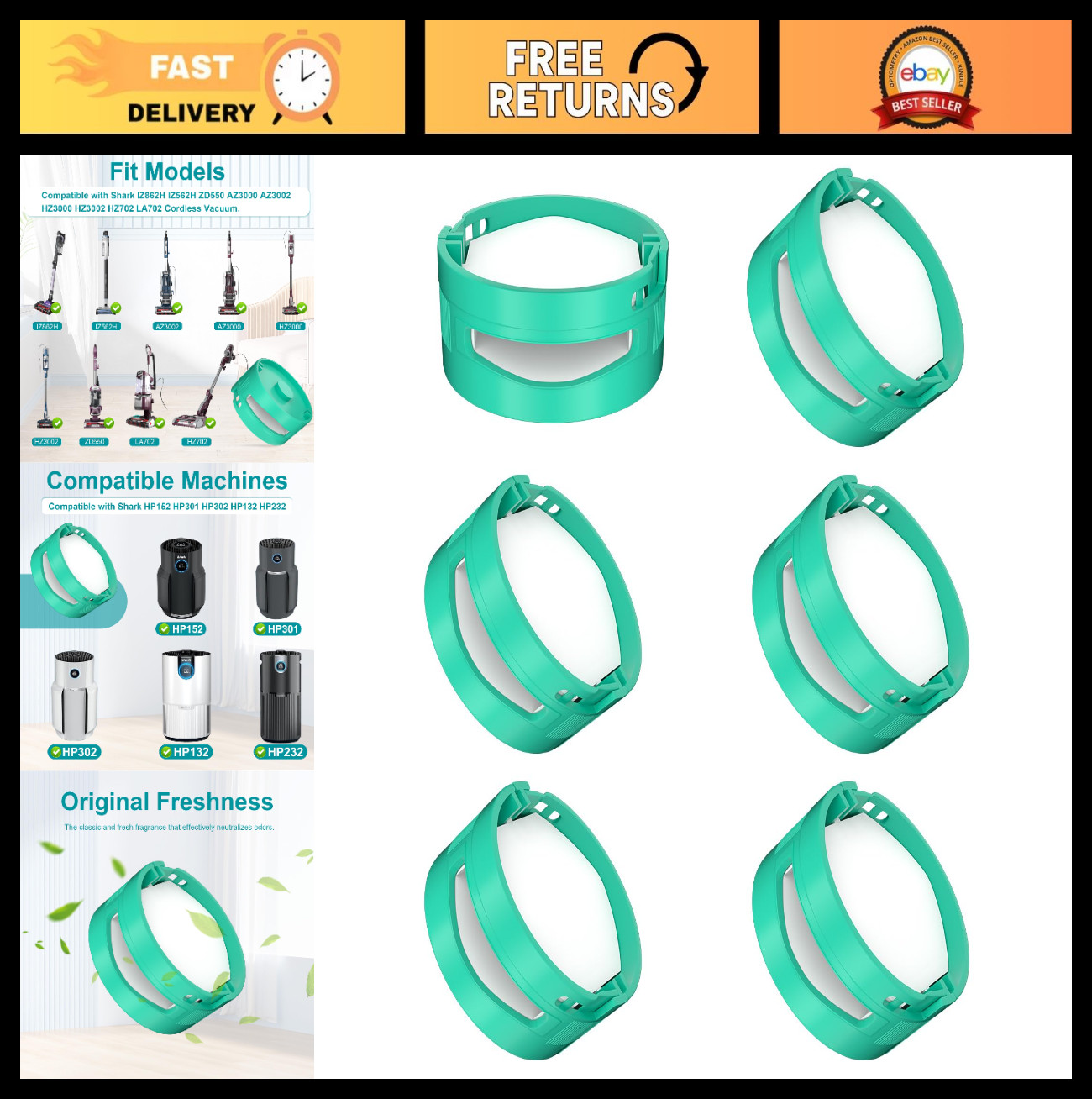 Replacement Odor Neutralizer Cartridges for Shark Vacuum Models HP152, HP302, AZ