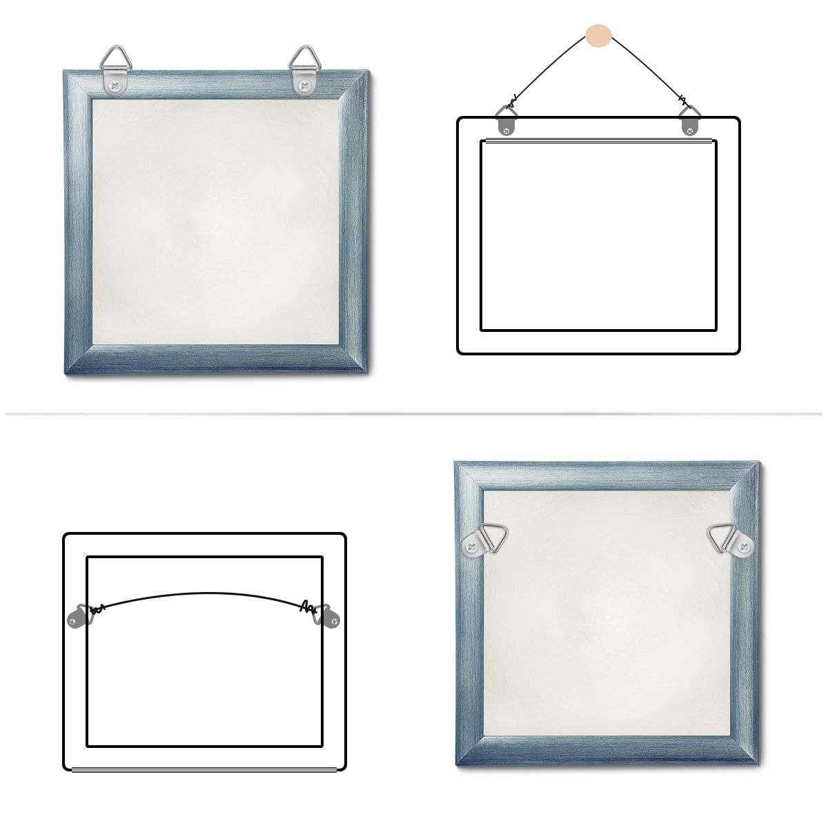 100Pcs D Rings Frame Hooks for Picture Hanging with Screws for Hard Wall