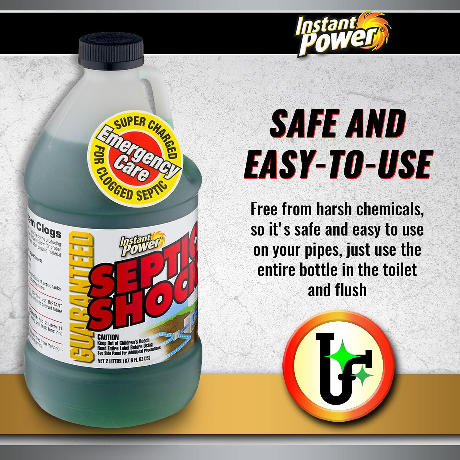 Septic Shock Drain Cleaner 67.6 Fl Oz Septic Tank Treatment Enzyme Clog Remover