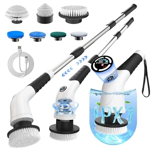 Electric Spin Scrubber, Cordless Cleaning Brush with 180 Min Runtime, 3-Speed,